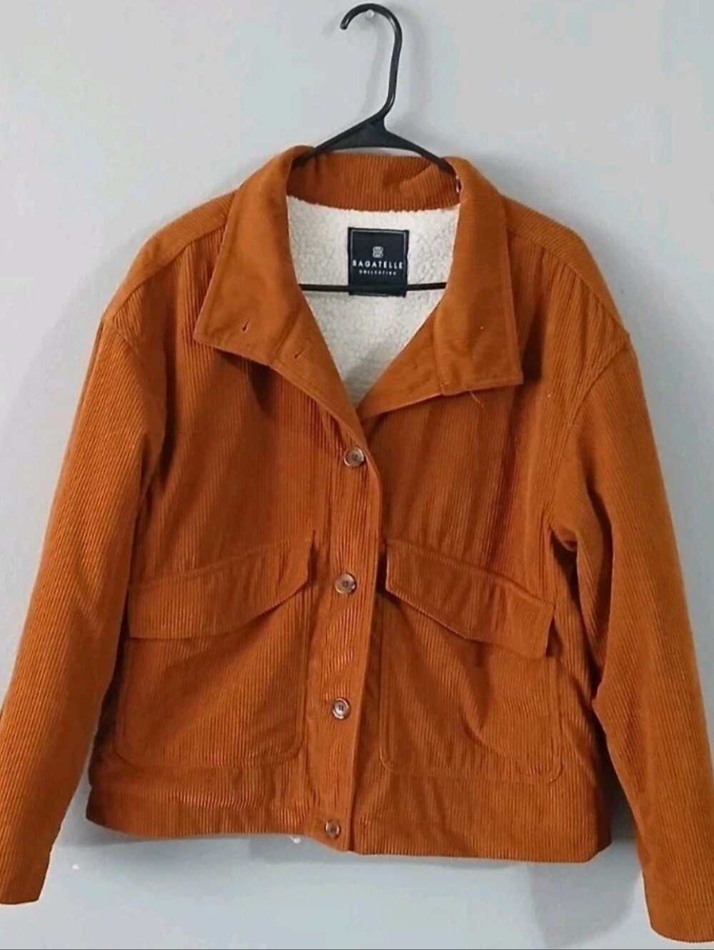 bagatelle Orange Rust Corduroy Sherpa-Lined Jacket Size M